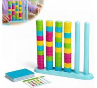 Natwo Colour Stack Challenge Game, Color Matching Stacking Puzzle Game, Color Matching Stacking Puzzle Game with Racks, Rings & Cards for Kids and Adults (1 Set)