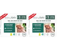 Naty Baby Nappies Newborn - 100% Plant-Based Materials on Skin, Extra Soft, for Sensitive Skin & Super Absorbent (Size 1, 100 Count) (Pack of 2)