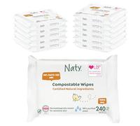Eco by Naty Unscented Baby Wipes Travel Pack - 100% Compostable and Plant-Based Wipes, Good for Babies and Newborn Sensitive Skin (240 Count - 12 packs of 20)
