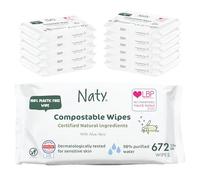 Naty Baby Wipes Aloe | 98% Water, Hypoallergenic & Natural for Sensitive Skin | Unscented, Plant-Based, Fragrance-Free | Plastic-Free & Compostable | Newborn & Toddler Wipes | 672 Count (12 Packs)
