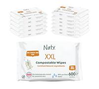 Naty Baby Wipes XXL, 98% Water & Hypoallergenic, 600 Count (12 Packs)