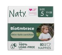 Naty BioEmbrace Baby Nappies | Sensitive Skin Safe Certified | Leak Protection up to 100% | Plant-Based Softness, Premium Comfort | Chlorine-Free |Size 5 (11-25kg), 80 Count