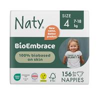 Naty BioEmbrace Baby Nappies Size 4 (7-18kg) | 100% Biobased on Skin | Plant-Based Softness, Dermatologically Tested, Super Absorbent | 156 Count