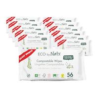 Naty Compostable Aloe Vera Baby Wipes - Unscented, 100% Plant-Based, Plastic-Free, Hypoallergenic for sensitive skin, Aloe Vera, Dermatologically Tested (Regular - 672 Count - 12 Packs of 56)