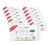 Eco by Naty Flushable Baby Wipes - Compostable and Plant-Based Wipes, Chemical-Free and Hypoallergenic Baby Wipes Safe for Baby Sensitive Skin (672 Count - 12 packs of 56)