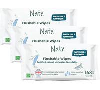 Eco by Naty Flushable Baby Wipes - Compostable and Plant-Based Wipes, Chemical-Free and Hypoallergenic Baby Wipes Safe for Baby Sensitive Skin (168 Count - 3 packs of 56)