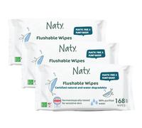 Naty Flushable Baby Wipes | 98% Water & Natural 56 count (Pack of 3), White