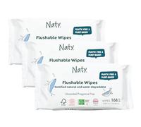 Eco by Naty Flushable Baby Wipes - Compostable and Plant-Based Wipes, Chemical-Free and Hypoallergenic Baby Wipes Safe for Baby Sensitive Skin (168 Count - 3 packs of 56)
