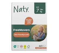 Naty FreeMovers Nappy Pants | Sensitive Skin Certified Potty Training Pants | Soft, Fragrance Free | Absorbent & Leak-Proof | Unisex Baby & Toddler | Size 7 (16+ kg), 64 Count