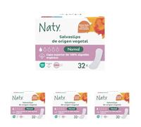 Naty Panty Liners Normal Wrapped | 100% Certified Organic Cotton top Sheet| Certified Skin-Safe | Unscented, 0% Conventional Plastic | Comfortable & Breathable | 32 Liners (Pack of 4)