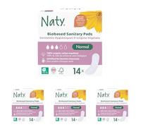 Naty Sanitary Towels Normal Without Wings | 100% Certified Organic Cotton top Sheet | Certified Skin-Safe Period Pads | Unscented, 0% Conventional Plastic| Absorbent Protection | 14 Pads (Pack of 4)