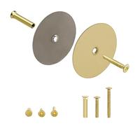NAUBEA 1 Pack Door Hole Cover Plate Brushed Brass Deadbolt Cover Plate 2 5/8" Diameter Round Door Knob Hole Filler Plate Satin Brass, 1" and 1.5" Screws, Reinforcer Locks and Doors for Home Security