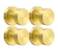 naubea 4 Pack Brushed Gold Dummy Door Knobs Interior Satin Brass Dummy Door Knobs for Closet, Heavy Duty Modern Round Door Handle