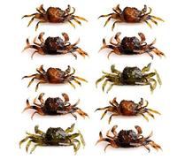 Naugan 10 Pcs Crab Bait, 3D Simulation Crab Soft Bait with Pointed Hook, Sea Fish Bait Buckle, Sea Fish Fishing Tackle Tools