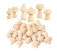 Naugan 18 Pieces Unfinished Wooden Mushroom 6 Sizes of Natural Wooden Mushrooms for Arts & Crafts Projects Decoration