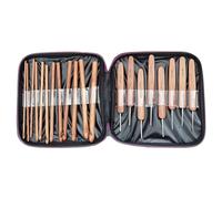 Naugan 20PCS Bamboo Crochet DIY Hand Crochet Tool Carbonized Bamboo Handle Crochet Sweater Needle Set
