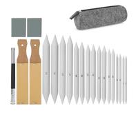 Naugan 22 PCS Sketch Drawing Tools, 16 Blending Stumps Set with 2 Sandpaper Pencil Sharpeners, 1 Pencil Extension Tool