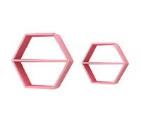 Naugan 2Piece Hexagon Shelves Honeycomb Shelves Wall Mounted Storage Background Wall Shelf Mounted Shelf Pink
