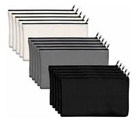 Naugan Blank Cotton Canvas DIY Craft Zipper Bags Pouches Pencil Case for Makeup Cosmetic Toiletry Stationary Storage
