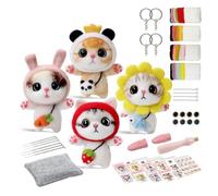 Naugan Cats Dolls Needle Felting Kits Accessories for Beginner,Needle Felting Kit,Felt Needles,Foam Pad,Felt Cloth,Instruction