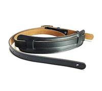 Naugan Leather and Metal Buckle Electric Guitar Strap Belt Shoulder Pad Adjustable Vintage Guitar Straps-Black Color