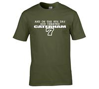 Naughtees Clothing - and on The 8th Day God Created Caterham 7 Medium Olive Green Standard fit T-Shirt