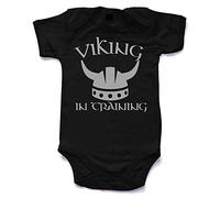 Naughtees Clothing - Viking in Training Babygrow Babysuit Black 12-18 Months