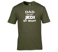 Naughtees Dad by Day, Jedi by Night XXL Olive Green Standard fit T-Shirt