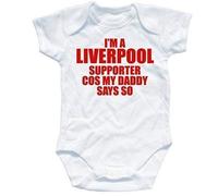 Naughtees I'm a Liverpool Supporter cos My Daddy says so Babygrow Onesie White 0-3 Months