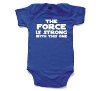 Naughtees The Force is strong with this one babygrow onesie royal blue 0-3 months