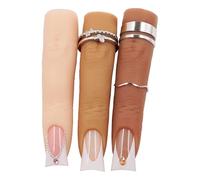 Naughtology Silicon Fake Fingers Nail Art Practice Set-3 Skin Tones Reusable Practice Fingers for Acrylic Nails & Color Display, Flexible Wire Core Training Model Technician Supplies Salon Accessories