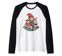 Naughty and I Gnome It Cute Girl Christmas Holiday Womens Raglan Baseball Tee