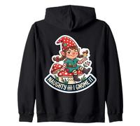 Naughty And I Gnome It Cute Girl Christmas Holiday Womens Zip Hoodie