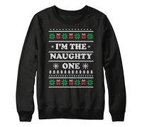 Naughty And Nice Matching Ugly Christmas Sweatshirt, Funny Christmas Jumper For Men & Women, Xmas Sweater Gift Idea For Him & Her, Im The Naughty One Nice One, XL, Black - Naughty One