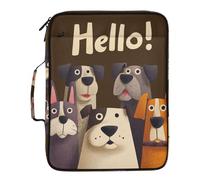 Naughty Animal Dogs Say Hello Document File Folder Laege Capacity 3 Ringing 1.5 inch Binder Organizer with Zipper Closure for Office Supplies