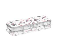 Naughty Animal Penguin Simple Line Designed Clear Plastic Pencil Box Double Deck Pens Case Hard For Kids With Snap And Lid