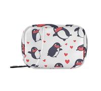 Naughty Animal Penguin Simple Line Pill Bags for Medicine with Detachable Compartments Attachable Pill Organizer 2 Times a Day for Purse