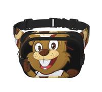Naughty Beaver Print Waist Pack Fanny Pack Belt Bag for Men Women,Waterproof Adjustable Strap 3 Pockets for Outdoor Travel