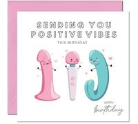 Naughty Birthday Card for Women - Positive Vibes - Rude Funny Birthday Card for Ladies Friend Bestie