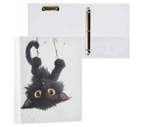 Naughty Black Cat 3-Ring Binder 1.5 Inch, PVC Material Document Organizer with D-Ring and Clear View Pocket for Office Supplies-1 Pack
