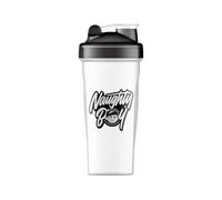 Naughty Boy Lifestyle Protein Shaker Bottle, Includes Wire Mixball Blender - 600ml - Perfect for Mixing Powdered Shakes, Clear, BPA Free, Dishwasher Safe