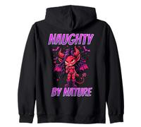 Naughty By Nature Sassy Devil Girl Funny Rude Gothic Zip Hoodie
