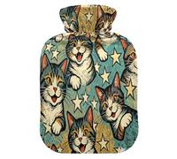 Naughty Cat Laughing Water Bottle for hot Water with Soft Cover, 2L Warmer Bag for Neck and Shoulder Pain Relief,Neck and Shoulder Pain Relief,bolsas para agua Caliente