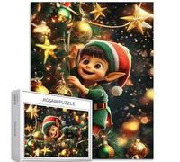 Naughty Christmas Elf 1000 Piece Jigsaw Puzzles for Adults Decorating Christmas Tree Scene Art Jigsaw Puzzle Challenging Family Activity Games Colorful DIY Craft Puzzle for Home Decor Gifts 50×70cm