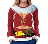 Naughty Christmas Jumper Outfit - Women's Funny Sweatshirt for Going Out, Wine Color