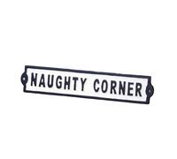 Naughty Corner Cast Iron Wall Mounted Sign 31x6cm Funny Shed Plaque Garden Man Cave