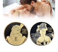 Naughty Couples Coin, Heads I Get Tail - Tails I Get Head Double Side Adult Challenge Coin, Cheeky Decision Coin Sex Gifts, Funny Prank Gifts for Men & Women, for Date Night & Party (1 PCS)