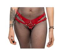 Naughty Drawer - Strap On Harness, StrapOn, Adjustable Strapon Harness, Luxury, Red Leather, Dildo Harness, Universal, Strap-On Harness Fits Any Size, Good for Pegging, Full Dildo-Compatibility