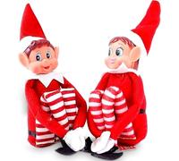 Naughty Elf Set - Boy & Girl Elf Figures, Santa's Little Helper Inspired, Soft Body, Vinyl Faces, Festive Family Fun, 12 Inch - Couple
