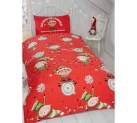 Naughty Elves Christmas Duvet Cover Set Rapport Red Single